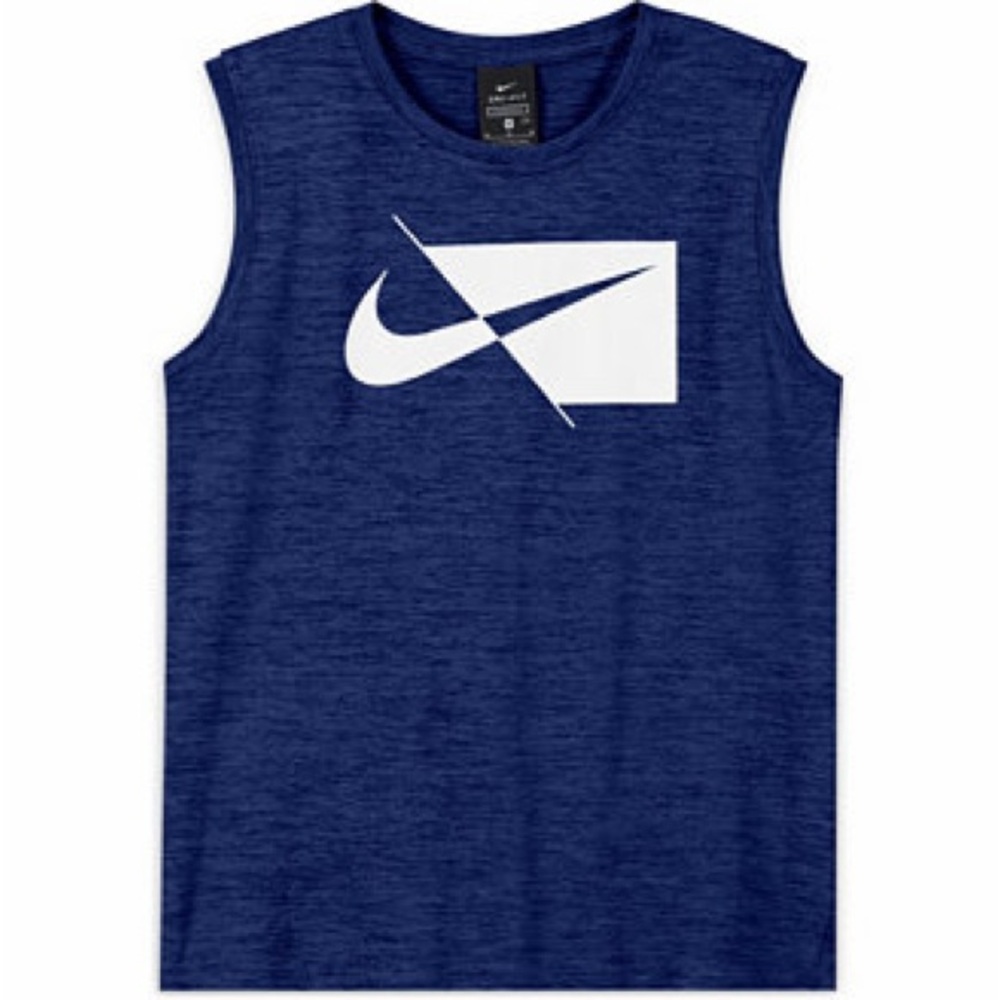 Youth Nike Dri-Fit Blue Sleeveless Logo Tank